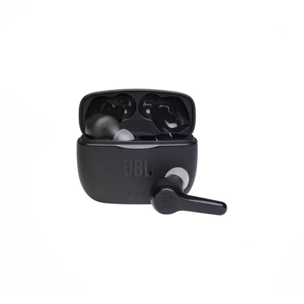JBL T215 WIRELESS EARBUD HEADPHONE WITH 3 BUTTON MIC REMOTE FLAT CABLE BLACK