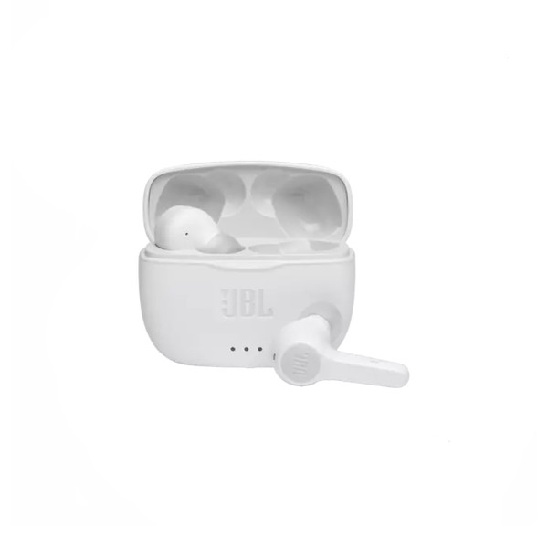 JBL T215 WIRELESS EARBUD HEADPHONE WITH 3 BUTTON MIC RETE FLAT CABLE WHITE 