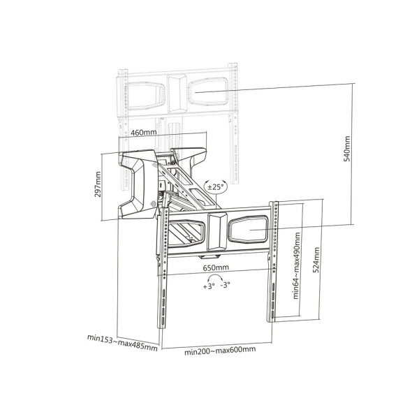 M MOTORIZED PULL DOWN FULL MOTION FLEXARM 37-70