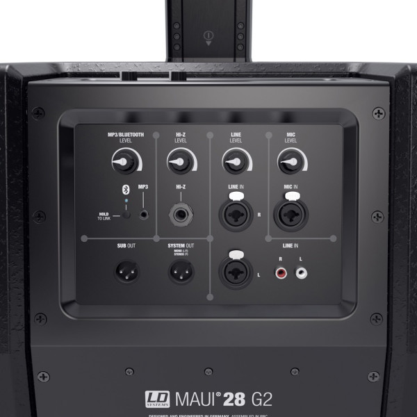 LD SYSTEMS MAUI 28 G2 COMPACT COLUMN PA SYSTEM ACTIVE 2000W BLACK with buil-in mixer and Bluetooth