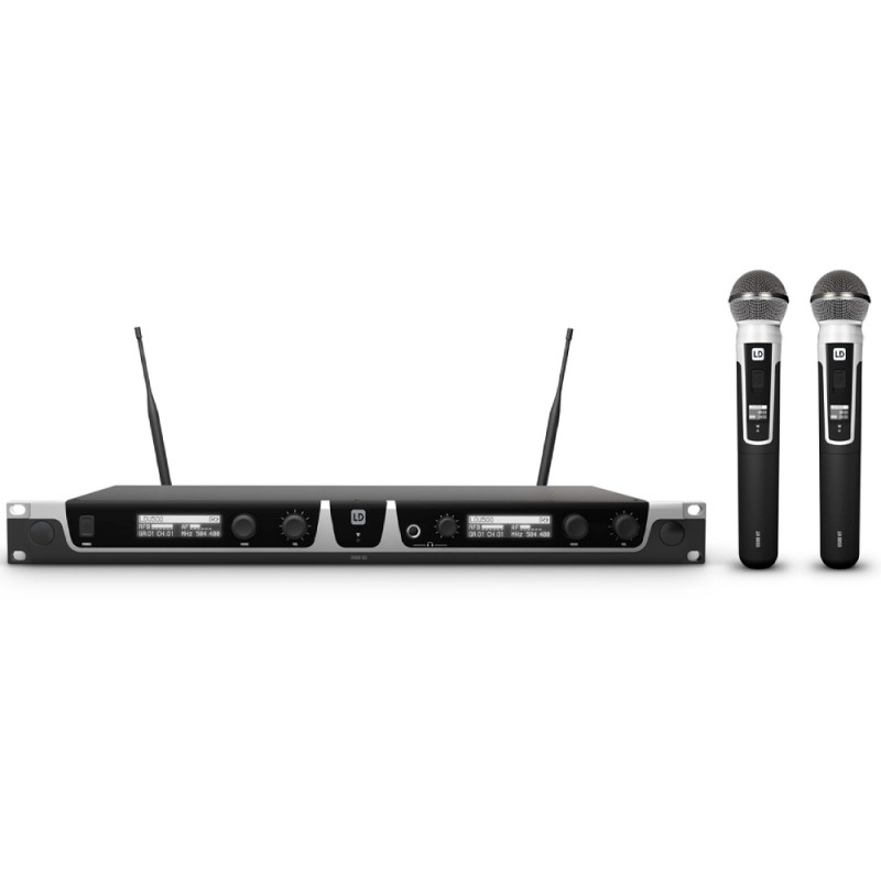 LD SYSTEMS U518 HHC 2 WIRELESS MICROPHONE SYSTEM +2 BODYPACK +2 MICROPHONE