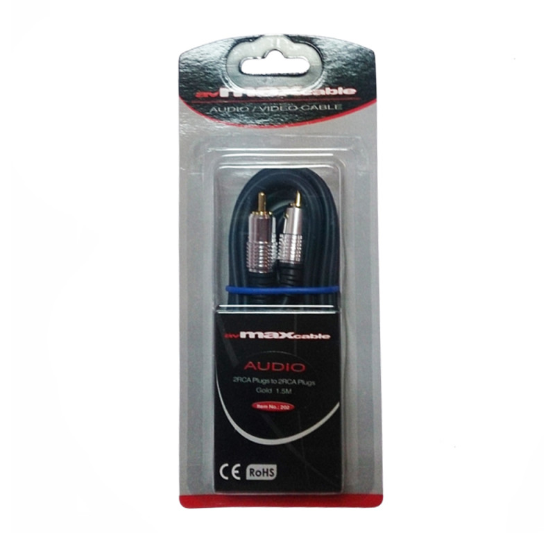 MAXCABLE AUDIO CABLE 2RCA-2RCA PLUGS DARK BLUE / GOLD 1.5m