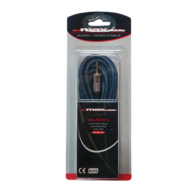 MAXCABLE AUDIO CABLE 3.5mm-3.5mm STEREO PLUG DARK BLUE / GOLD 3m