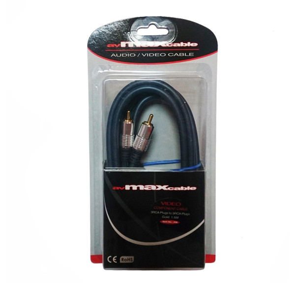 MAXCABLE DVD COMPONENT CABLE 3RCA-3RCA PLUGS fi 6.0x18.0 DARK BLUE / GOLD 3m