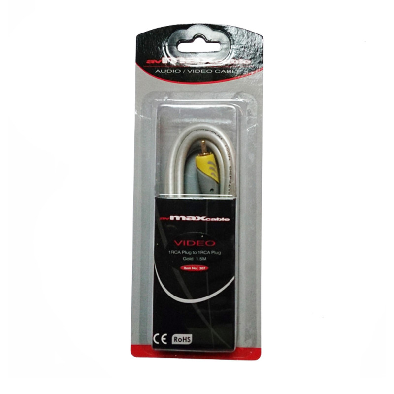 MAXCABLE VIDEO CABLE RCA-RCA PLUG PEARLWHITE / GOLD 1.5m