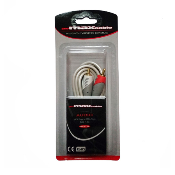 MAXCABLE AUDIO CABLE 2RCA-2RCA PLUGS PEARLWHITE / GOLD 1.5m