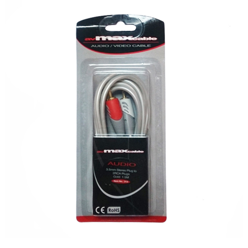 MAXCABLE AUDIO CABLE 3.5mm STEREO M-2RCA F / GOLD 1.5m - extended cable