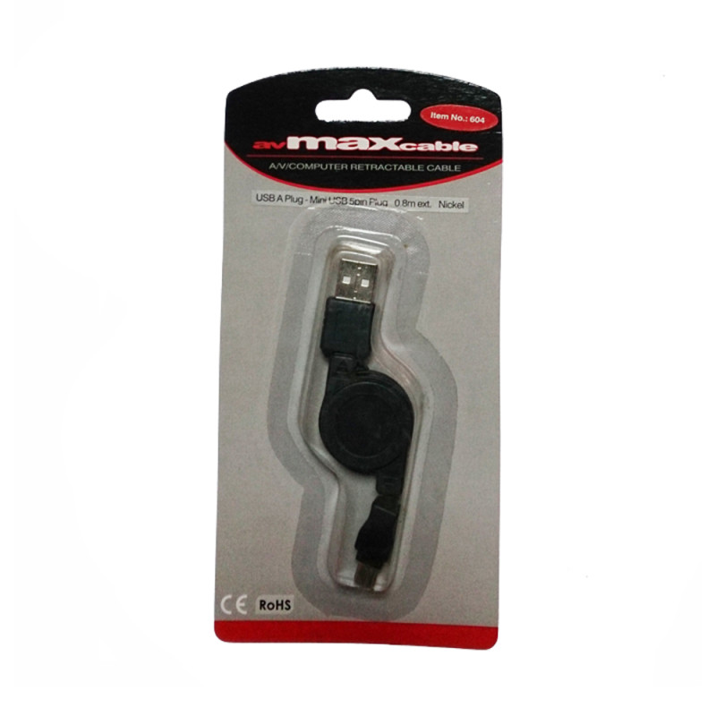 MAXCABLE USB A PLUG - MINI USB 5pin PLUG CABLE 0.8m