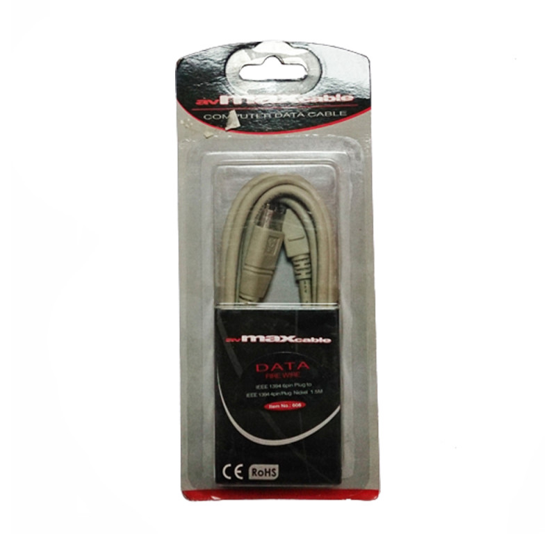 MAXCABLE FIREWIRE CABLE 6-4pin IEEE 1394 IVORY / NICKEL 1.5m