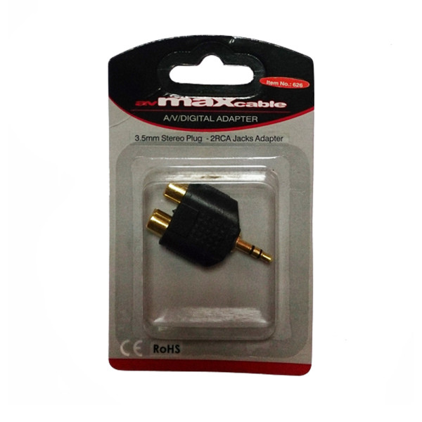 MAXCABLE AUDIO ADAPTER 3.5mm STEREO PLUG-2RCA / GOLD BLS